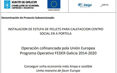 Instalacion de estufa de pellets para calefaccion centro Social en a portela