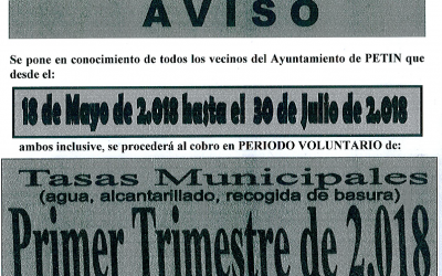 TASAS MUNICIPALES. 1º TRIMESTRE 2018.