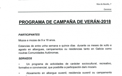 PROGRAMA DE CAMPAÑA DE VERÁN 2018