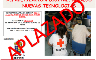 APLAZAMIENTO CURSO ALFABETIZACION DIGITAL. MANEJO NUEVAS TECNOLOGIAS
