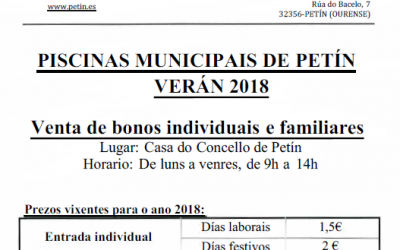 VENTA DE BONOS PISCINAS MUNICIPAIS
