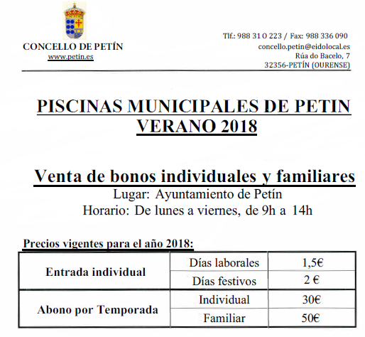 VENTA DE BONOS PISCINAS MUNICIPALES