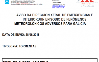 ALERTA AMARELA POR TORMENTAS