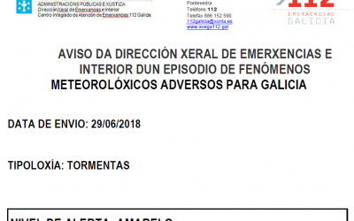 ALERTA AMARELA POR TORMENTAS